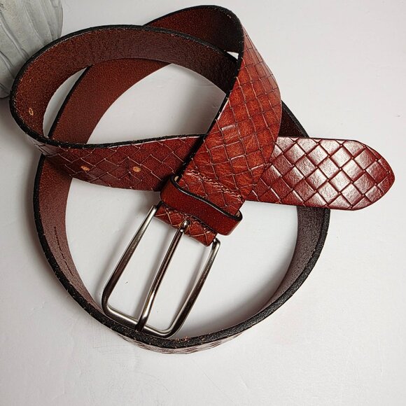 Zara Genuine Leather Braided Belt – Brown - 40" Size L - Picture 5 of 7